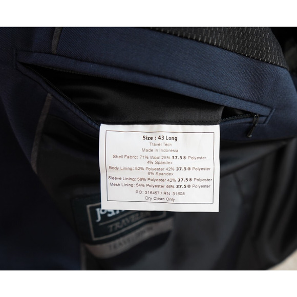 Jos A Bank Traveler Blazer Mens 43L Navy Travel Tech Slim Stretch Wool Blend - Picture 7 of 8